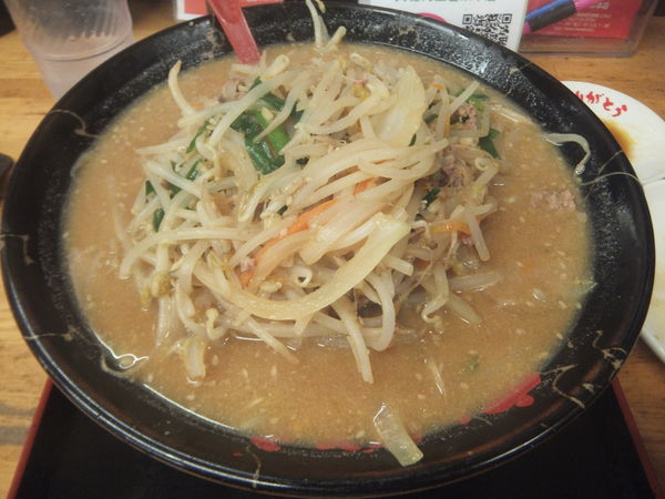 「味噌らーめん734円(太麺・ニンニク・豆板醤)・半餃子」@みそのめん王 若柴店の写真