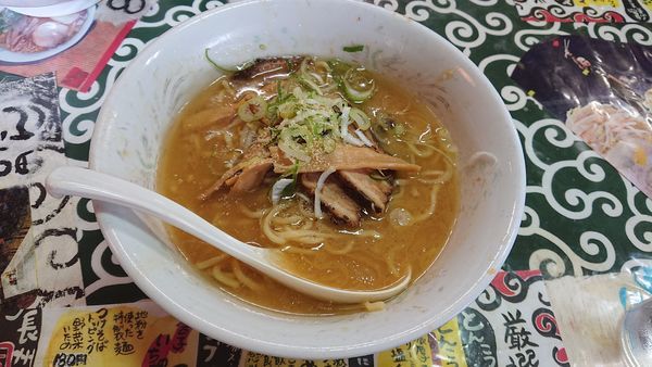 「とんこつ塩690+ギョーザセット350+替え玉150」@長州 風の子ラーメンの写真