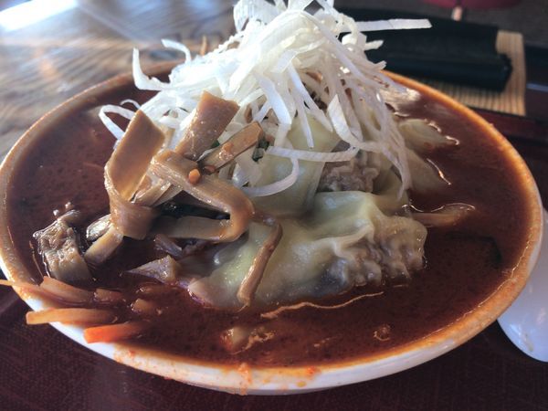 「激辛味噌ラーメン800円+ﾜﾝﾀﾝ120円(+餃子3つｸｰﾎ」@大學ラーメン 平野店の写真