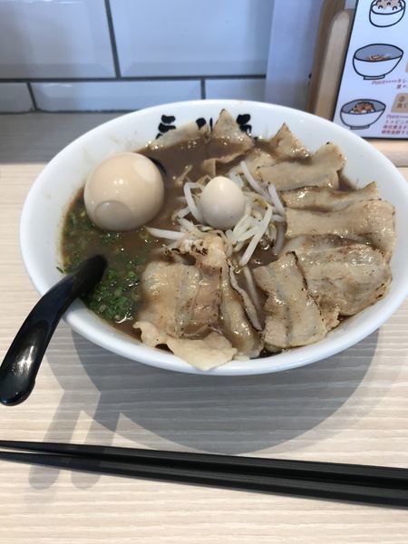 「さんまラーメン¥780 味玉¥100 豚ばら¥150」@永斗麺 ベイシティ宇品店の写真