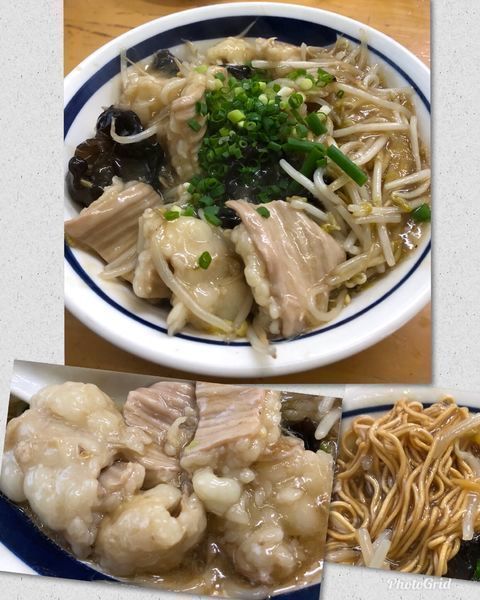 「ゴールデンシマ腸＆モヤシ餡掛けC(揚げ麺ver)計￥1500」@MENYA 食い味の道有楽の写真