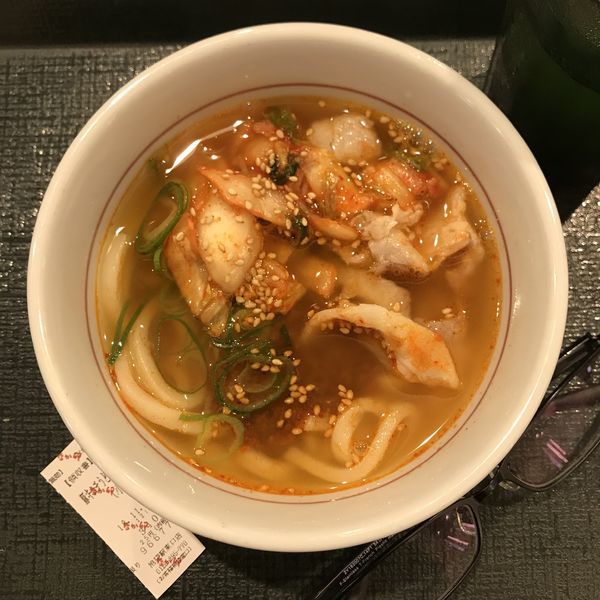 「豚キムチうどん（小）」@なか卯 池袋駅東口店の写真