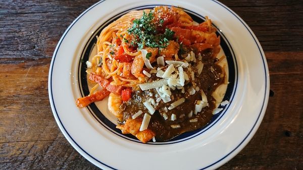 「（ランチセット）カレーナポリタン　９７２円」@Cuffy coffee&curryの写真