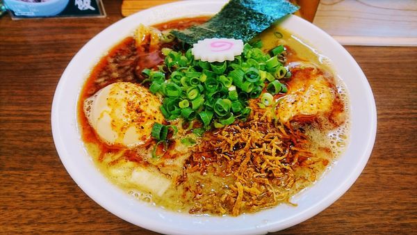 「辛いとろりそば+味玉(クーポンサービス)」@つけめん 三三㐂の写真