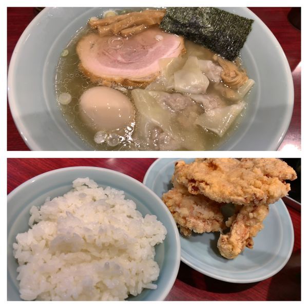 「佐野ワンタン麺 唐揚げセット」@佐野らーめん 湧の写真