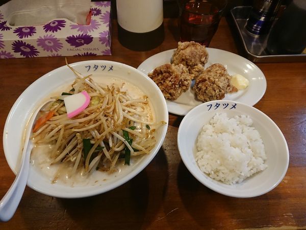 「濃厚タンメン 750円(からあげセット180円)」@極濃湯麺 フタツメ 八千代店の写真