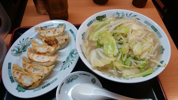 「野菜たっぷりタンメン餃子6個セット-¥830-」@日高屋 我孫子南口店の写真