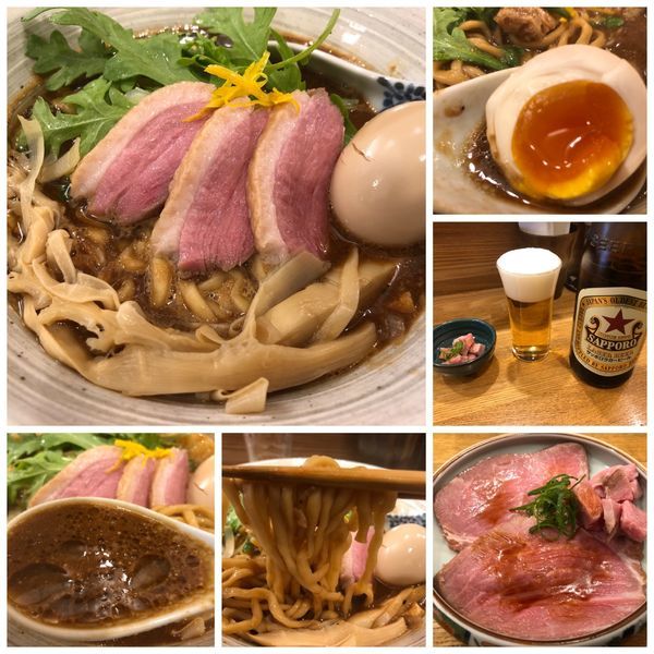 「味玉赤味噌そば1000円レア豚チャー250円ビール550円」@中華そば きなりの写真