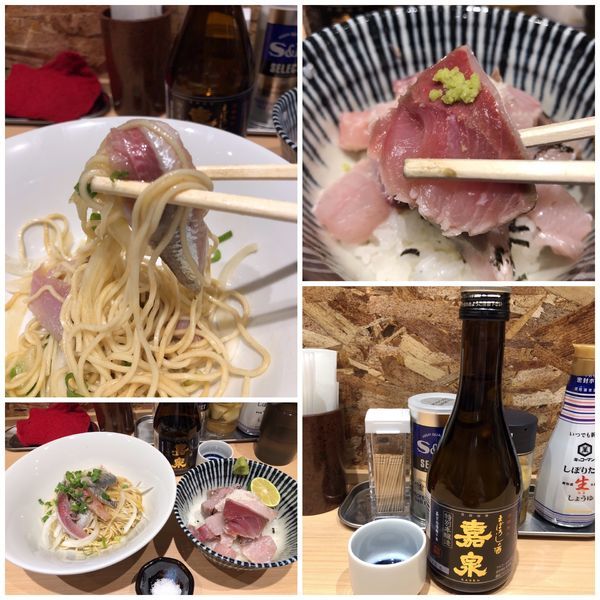 「いわしそば＋ブリ丼＋日本酒」@寿製麺 よしかわ 西台駅前店の写真