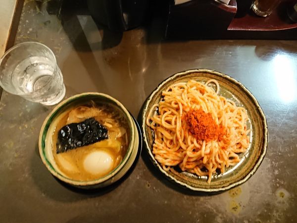 「エビ辛つけそば小800円＋味玉100円」@麺匠 とうぎょうの写真