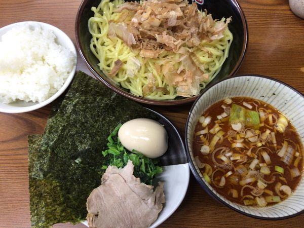 「辛つけ麺・中900円+半ライスｸｰﾎﾟﾝ無料」@横浜家系 龍 福島店の写真