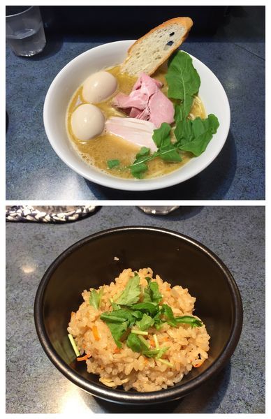 「特製白湯らーめん＋炊き込みご飯」@もとのともの写真