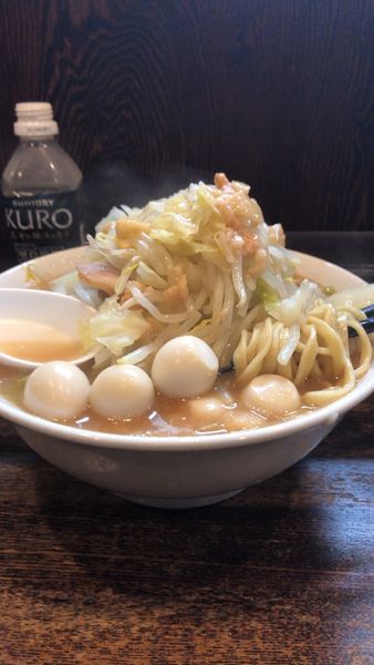 「普通800円＋うずら卵100円（野菜、アブラ）」@麺屋 鳳の写真