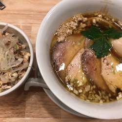醤油鶏そば（味玉チャーシュートッピング）+鶏マヨ炙り丼