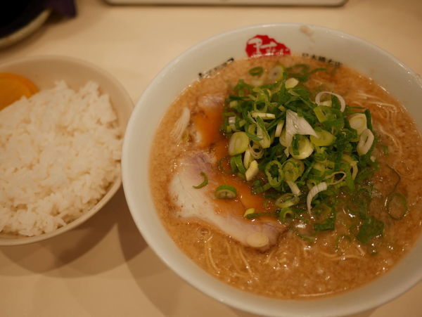 「ラーメン 並 麺30秒硬め＋背脂多め＋ライス普通」@京都銀閣寺 ますたにラーメン 日本橋本店の写真
