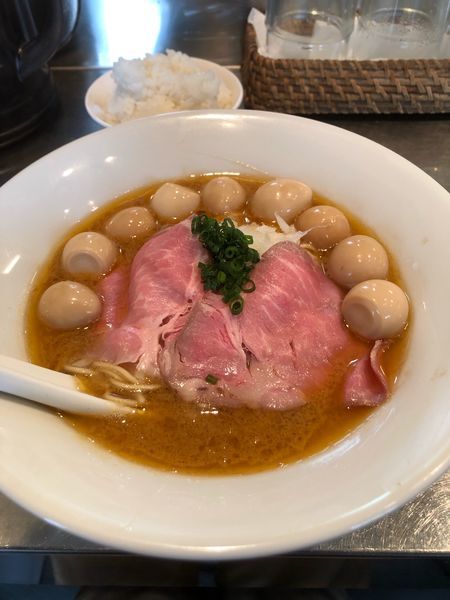 「濃厚あん肝白味噌仕立て＋うずら×2＋小ライス」@さんじの写真