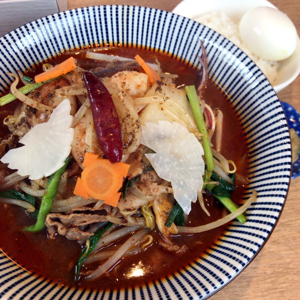 「椿火山（小ライス・味玉・搾菜付き）1200円」@麺屋 椿丸の写真