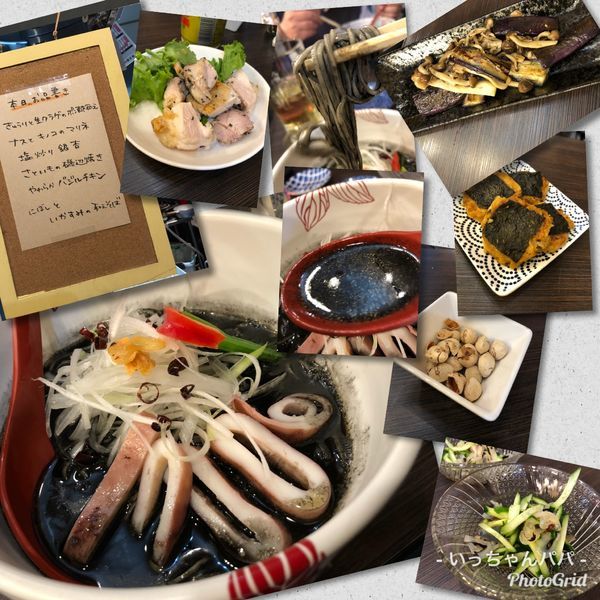 「限定）にぼしといかすみの和えそば オフ会コース内」@麺処 あす花の写真