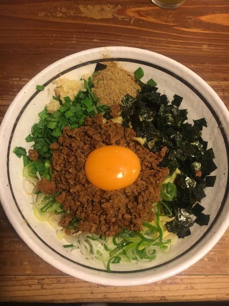 「まぜそば   ニンニク  ニラ 追い飯」@麺 酒 やまのの写真