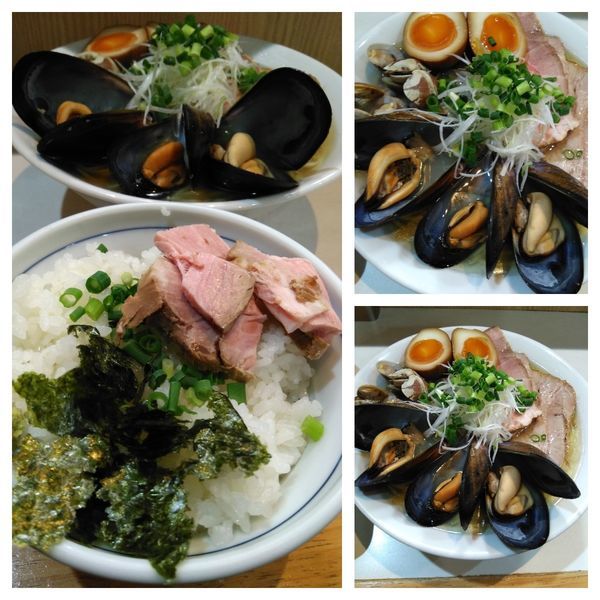 「【限定】豚清湯と貝出汁の塩ラーメン＋大盛り＋お茶漬ライス」@麺屋 扇 SENの写真