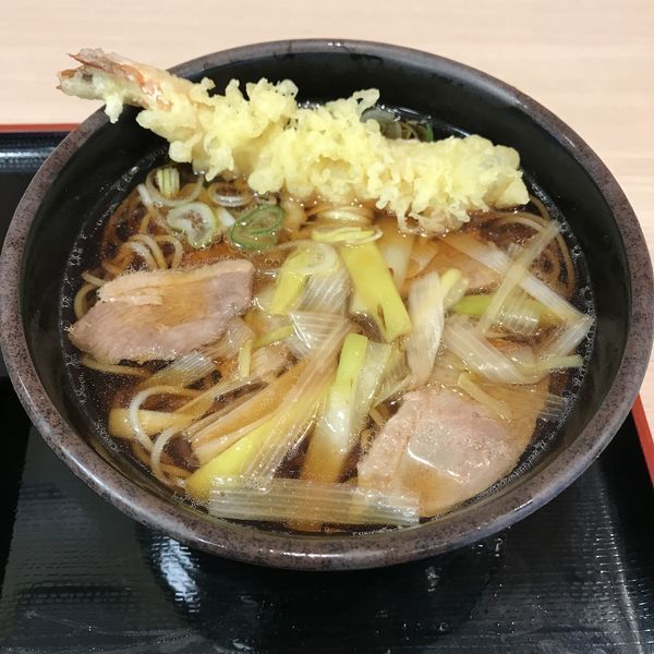 「【季節限定】鴨南蛮（￥500）＋海老天（クーポン）」@ゆで太郎 大森駅前店の写真