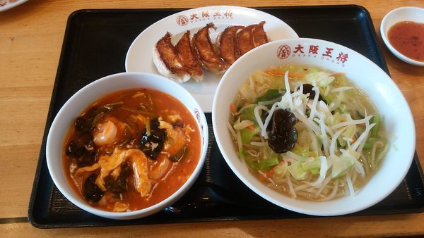 「本日のランチ(タンメン＋エビチリ丼＋餃子)¥900-」@大阪王将 穴川インター店の写真