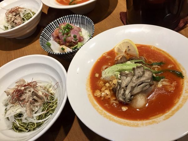 「【限定①】赤いイベリコと緑の油そば set ￥1300」@寿製麺よしかわ 川越店の写真