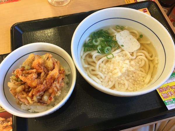 「はいからうどん+ミニかき揚げ丼(ランチサービス¥500)」@なか卯 春日部店の写真