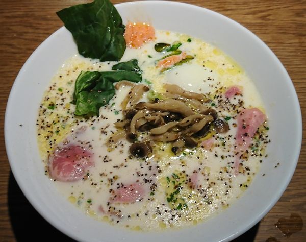 「【限定】豆乳カルボナーラ麺  ￥980」@中華そば 二階堂の写真
