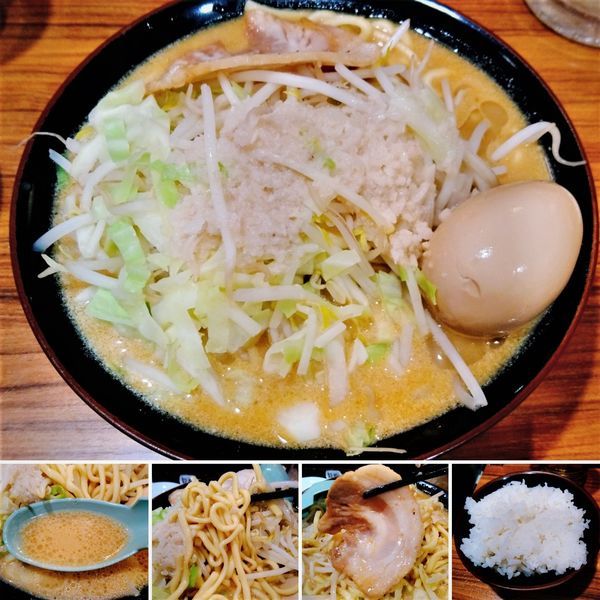 「江戸旨背脂味噌ラーメン＋味玉＝950円」@横浜家系ラーメン 壱角家 御徒町店の写真