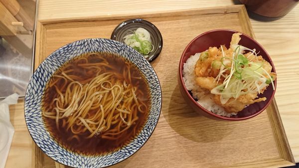 「塩たれ天丼SET」@十割そば 北海道 百そばの写真