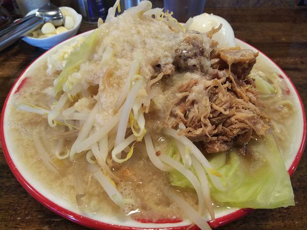 「たすろうラーメン　並 ２玉　※脂増し＆にんにく　＋味玉：㋚券」@信州麺屋 きまはち商店の写真