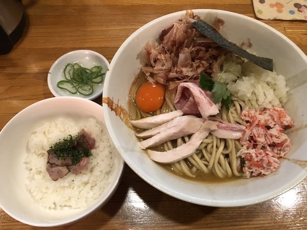 「限定 ズワイ蟹と鯵のまぜそば」@麺屋 ひな多の写真