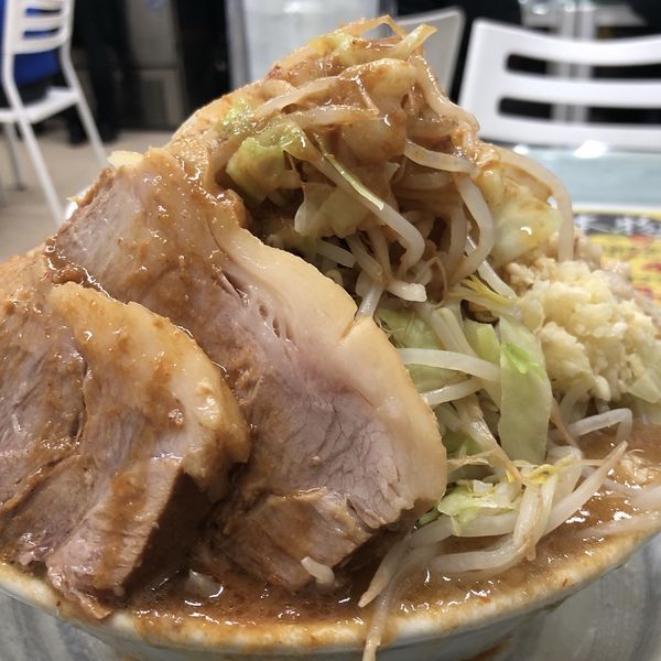 「味噌ラーメン400g（ニンニク少、脂マシ、野菜マシマシ）」@ラーメン 富次郎 堀町店の写真