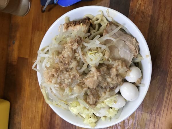 「小ラーメン麺増 ニンニクアブラ増しヤサイ」@蓮爾 新町一丁目店の写真