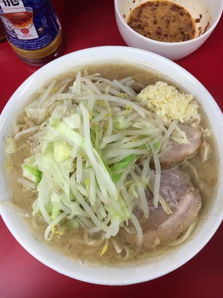「小ラーメン 麺少なめ   玉子   ニンニク多め」@ラーメン二郎 神田神保町店の写真