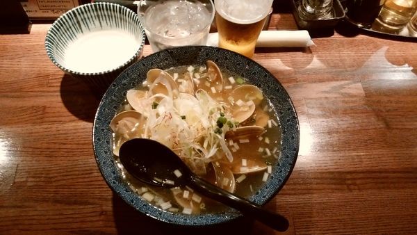 「はまぐりラーメン＋生ビール¥1400-」@和風楽麺 四代目 ひのでやの写真
