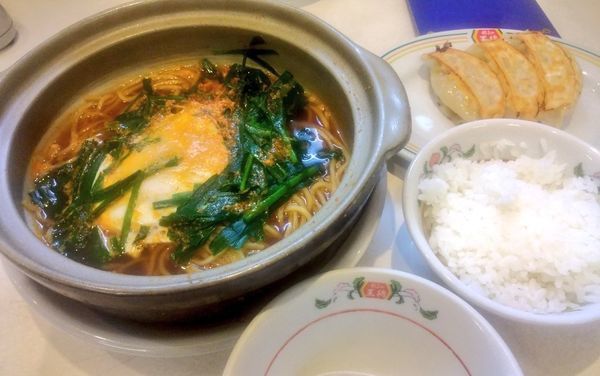 「鍋焼台湾ら～めん定食」@餃子の王将 石川町店の写真