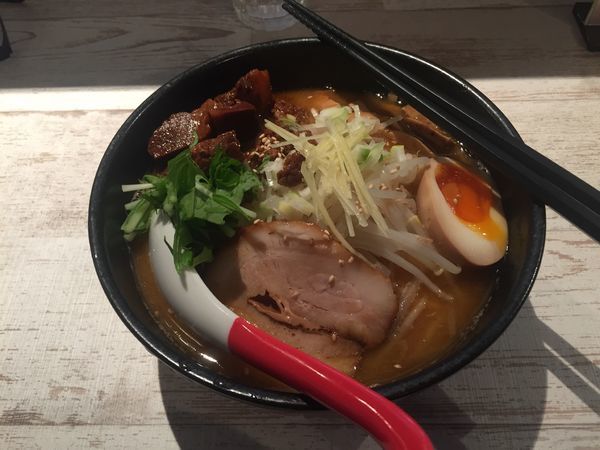 「【限定）生姜味噌らーめん900円+大盛100円」@麺屋 誉の写真