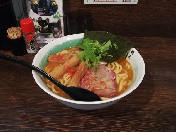 「12/08　海老辛らぁめん中盛り1,000円」@自家製麺 麺屋 利八の写真