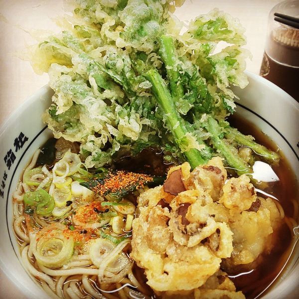 「春菊天と舞茸天そば（490円）」@名代 箱根そば 秋葉原店の写真