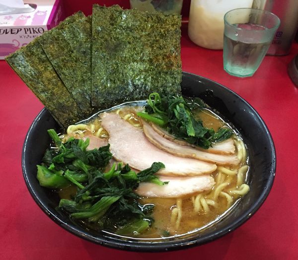 「チャーシューメン並(麺固め油多め)＋青菜」@杉田家 千葉祐光店の写真