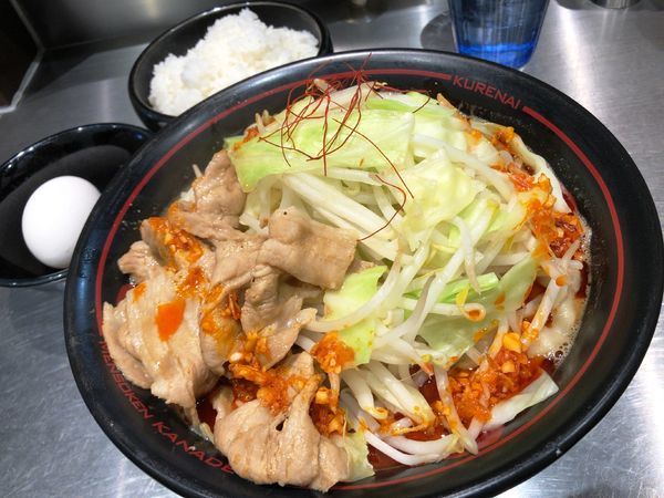 「紅らーめん（がっつりセット）＋大盛」@麺創研 紅 府中の写真