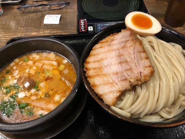 「辛塩つけ麺大盛り980円、炙りチャーシュー150円」@中華そば ことぶきやの写真
