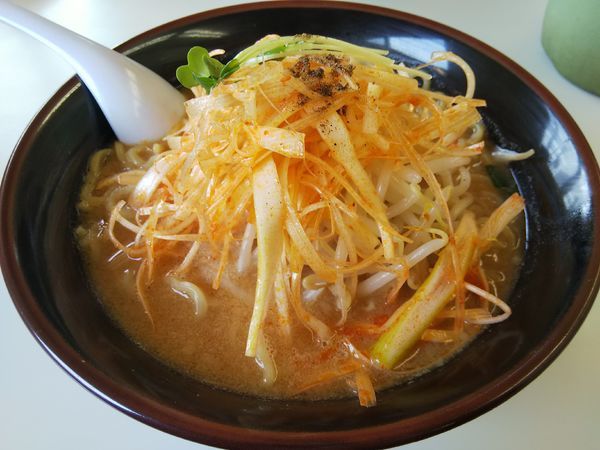 「ねぎみそ　（大盛り：サービス券）」@くるまやラーメン 松本渚店の写真