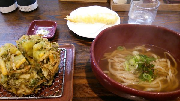 「九条ネギかき揚げの温かいうどん」@麺喰金家の写真
