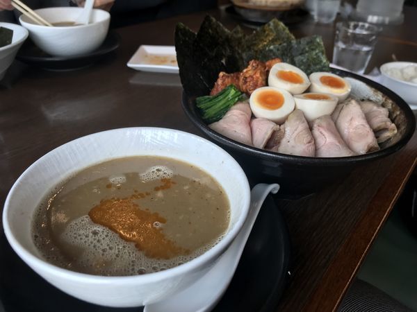 「濃厚煮干つけ麺﻿ 【特盛﻿ ・トッピングDX×2﻿】」@麺創 なな家の写真