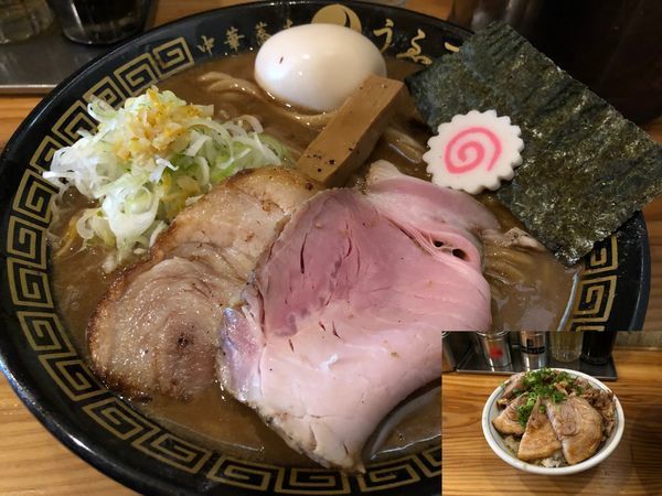 「味玉そば＋チャーシューご飯」@中華蕎麦うゑずの写真