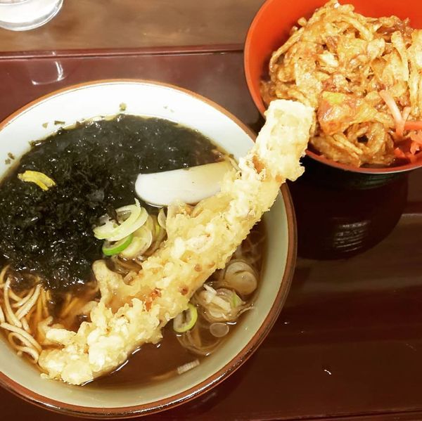 「サービス定食（岩のり+ちくわ天）」@船堀そば 文殊の写真