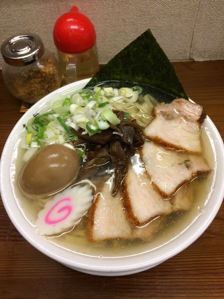 「中華そば650円(大盛;ランチタイム無料)➕味玉100円」@中華そば 馥の写真